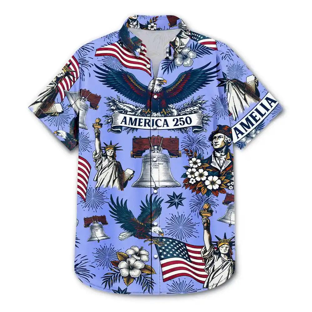 Independence Day,America 250th,Gift For Yourself,Gift For Women,Gift For Men,Proud - USA 250 Anniversary Eagle 1776 2026 - Personalized Hawaiian Shirt