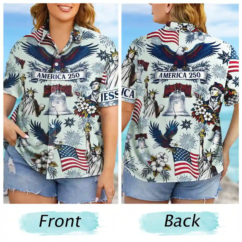Independence Day,America 250th,Gift For Yourself,Gift For Women,Gift For Men,Proud - USA 250 Anniversary Eagle 1776 2026 - Personalized Hawaiian Shirt
