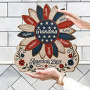 America 250th,Independence Day,Gift For Grandma,Top Market,Adorable,Custom Text - US Flag Grandma Sunflower 250th Anniversary - Personalized Custom Shaped Wood Sign