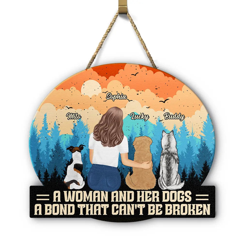 Dog Lovers ,Dog Mom, Dog Dad, Happy - Unbreakable Bond Dog Mom Dog Dad - Personalized Custom Shaped Wood Sign