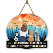 Dog Lovers ,Dog Mom, Dog Dad, Happy - Unbreakable Bond Dog Mom Dog Dad - Personalized Custom Shaped Wood Sign