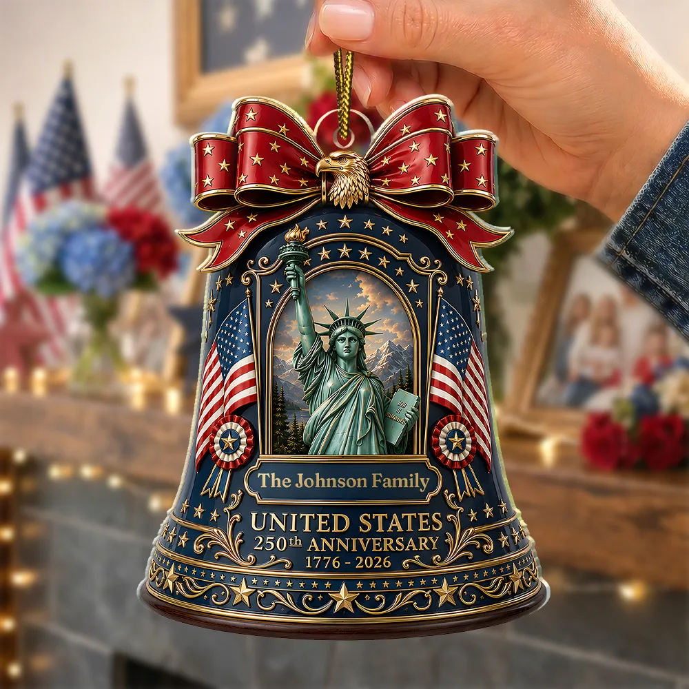America 250th, Independence Day, Top Market, Family, Proud, Custom Text - United States 250th Anniversary - Personalized Custom Shaped Acrylic Ornament