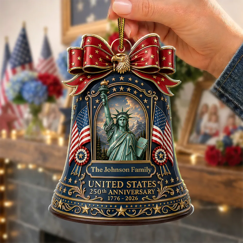 America 250th, Independence Day, Top Market, Family, Proud, Custom Text - United States 250th Anniversary - Personalized Custom Shaped Acrylic Ornament