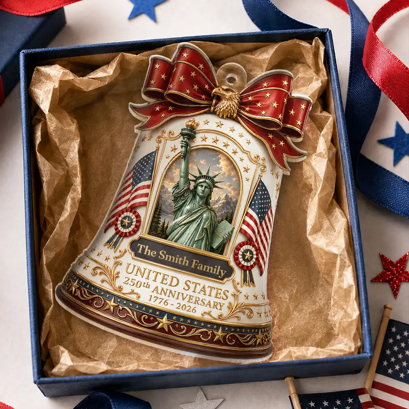 America 250th, Independence Day, Top Market, Family, Proud, Custom Text - United States 250th Anniversary - Personalized Custom Shaped Acrylic Ornament