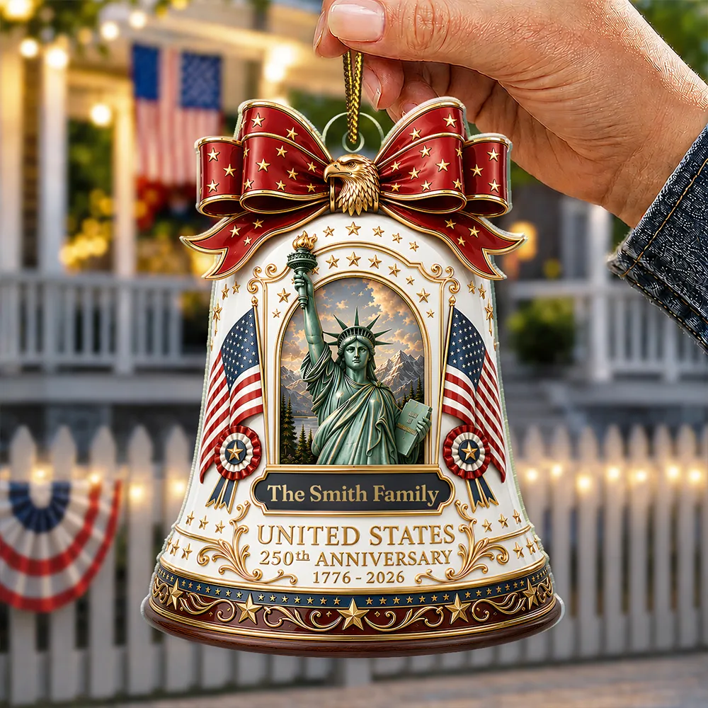 America 250th, Independence Day, Top Market, Family, Proud, Custom Text - United States 250th Anniversary - Personalized Custom Shaped Acrylic Ornament