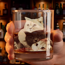 Pet Dad,Dog Dad,Cat Dad - Custom Photo Put The Drink Down And Come Feed Us Funny Pet Dad - Personalized Engraved Whiskey Glass