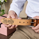 Gift For Father,Gift For Couples,Funny,Custom Photo - Custom Photo Outline Sketch Couple Think Of Me When You Take Your Pants Off - Personalized Cowhide Leather Belt