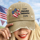 Pet Lovers,Independence Day,Happy - America Proudly Pawtriotic Custom Pet Name - Personalized Embroidered Distressed Cap