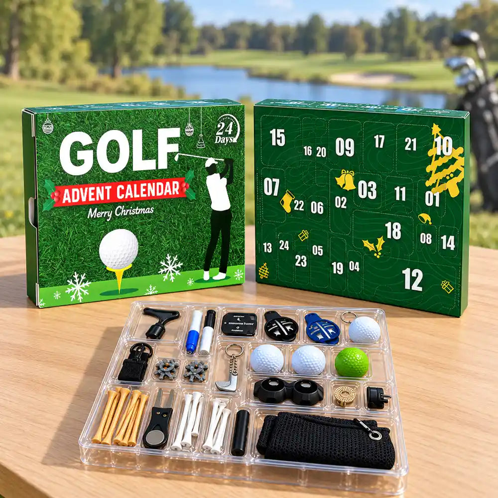 Christmas,Gift For Couples,Gift For Him,Gift For Husband,Golf,Happy,No Custom - Golf Gift For Husband And Son, Dad, Grandpa - Christmas Countdown Box Advent Calendar