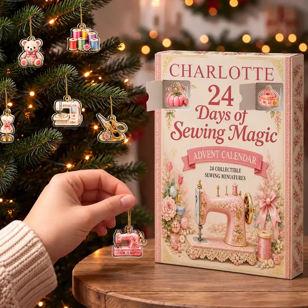 Adorable,Christmas,Custom Text,Gift For Mother,Gifts For Her,Sewing - Custom Name Sewing Magic - Personalized Christmas Countdown Advent Calendar