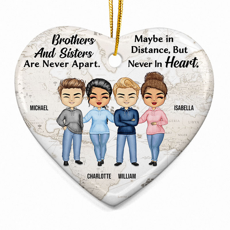 Never Apart In Heart Hoodie Friends - BFF Bestie Gift - Personalized Custom Heart Ceramic Ornament