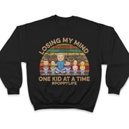 Losing My Mind One Kid At A Time - Father And Grandpa Gift - Personalized Custom T Shirt