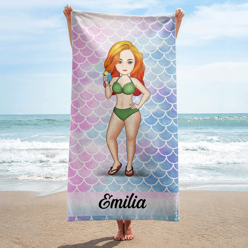 Traveling Beach Poolside Swimming Picnic Vacation - Birthday, Funny Gift For Her, Him, Besties, Family - Personalized Custom Beach Towel