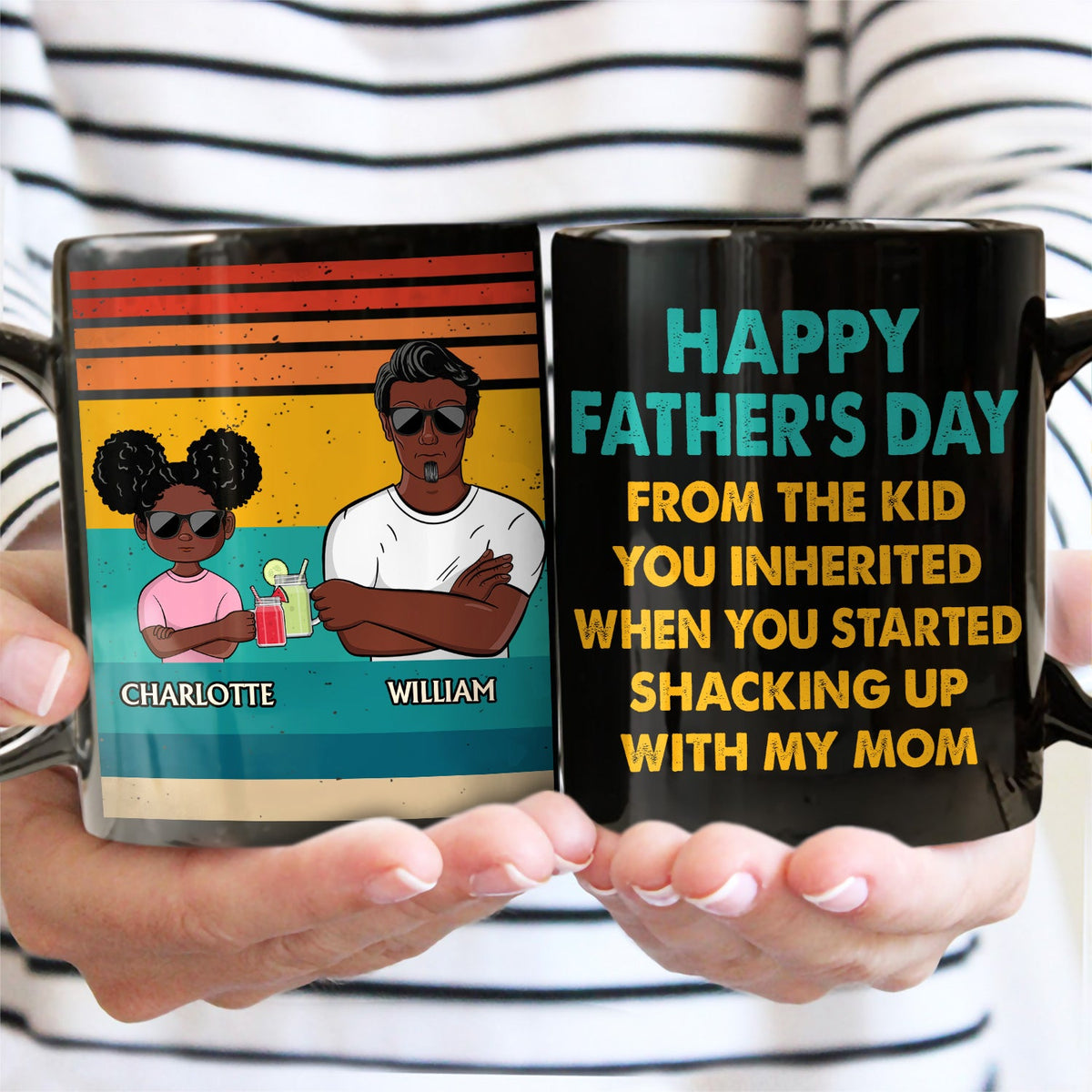 From The Kid You Inherited - Funny, Birthday Gift For Father, Husband - Personalized Custom Black Mug