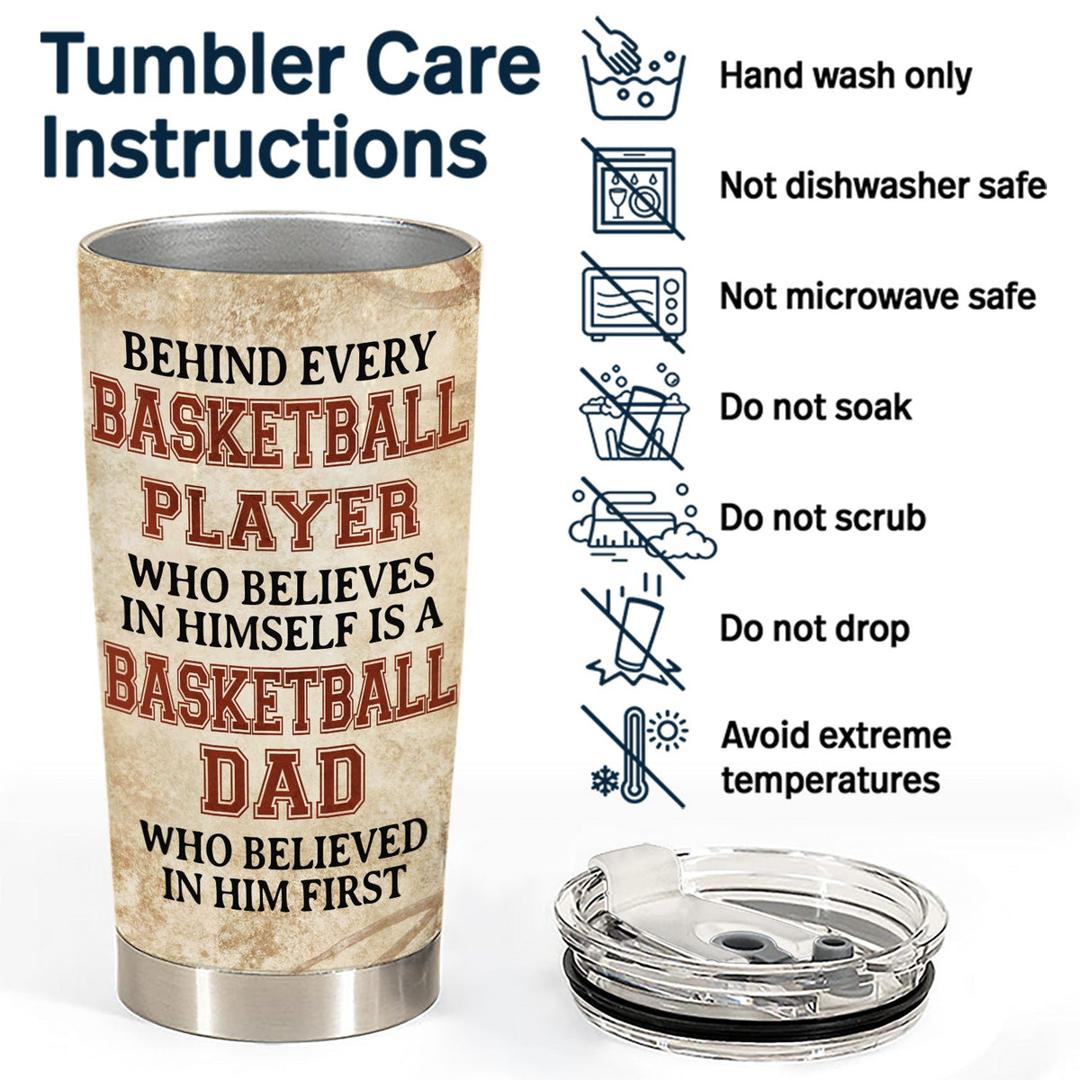 Behind Every Basketball Player Who Believes - Gift For Basketball Fans, Dad, Father - Personalized Custom Tumbler