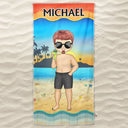 Chibi Traveling Beach Poolside Swimming Picnic Surfing Vacation - Birthday, Funny Gift For Her, Him, Besties, Family - Personalized Custom Beach Towel