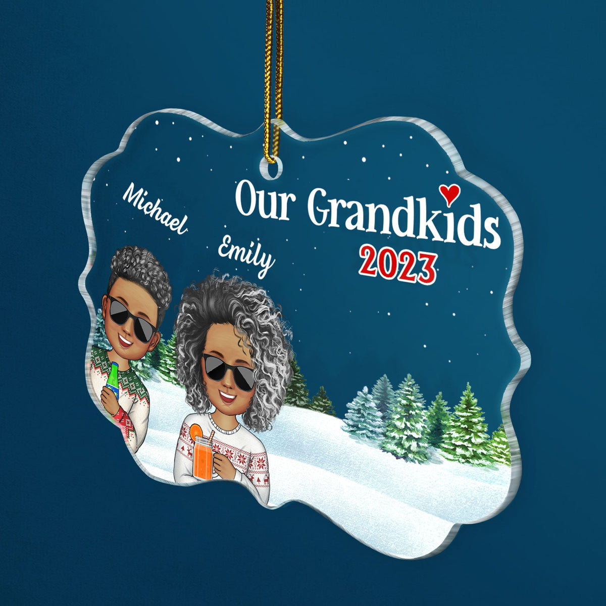 Our Grandkids Children - Christmas Gift For Family, Grandma, Grandpa, Grandparents - Personalized Medallion Acrylic Ornament