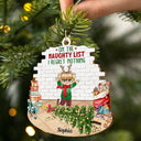Happy Kids Pets On The Naughty List We Regret Nothing - Christmas Gift For Family, Grandparents - Personalized Custom Shaped Wooden Ornament