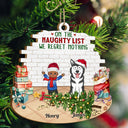 Happy Kids Pets On The Naughty List We Regret Nothing - Christmas Gift For Family, Grandparents - Personalized Custom Shaped Wooden Ornament