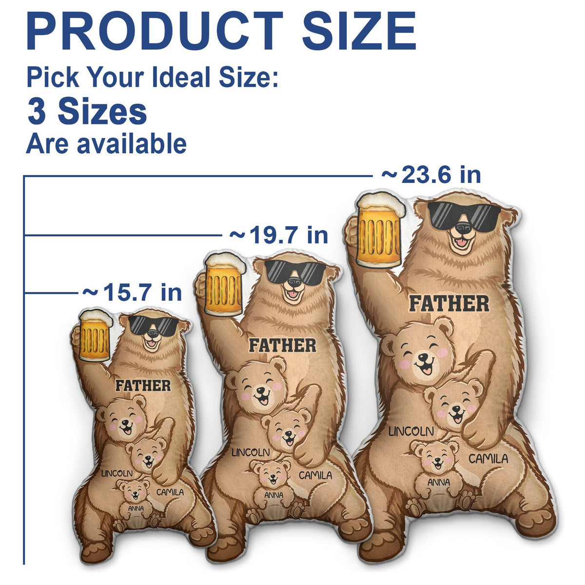 Papa Bear - Gift For Fathers - Personalized Custom Shaped Pillow
