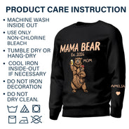 This Mama Bear Wears Her Heart - Gift For Mom, Nana - Personalized Unisex Sweatshirt With Design On Sleeve