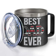 Best Dad Grandpa Ever - Personalized 14oz Stainless Steel Tumbler With Handle