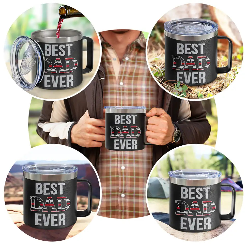 Best Dad Grandpa Ever - Personalized 14oz Stainless Steel Tumbler With Handle