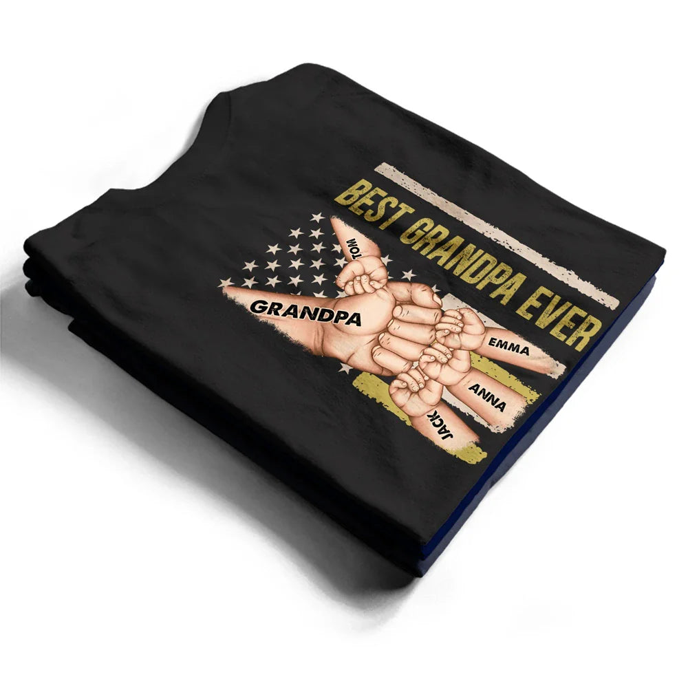 Stars And Stripes Best Five - Star Dad Grandpa Ever - Personalized T Shirt