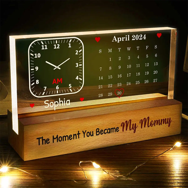 The Moment You Became My Mommy - Personalized Rectangle LED Light