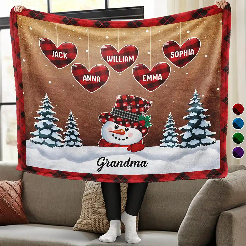 Nana Papa Snowwoman Snowman Christmas Grandparents - Personalized Wearable Blanket
