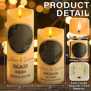 Location Map Married Engaged Couples - Personalized Flameless LED Candle
