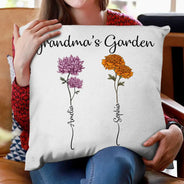 Gift For Grandma, Gift For Women, Gift For Mother - Grandma's Garden Birth Flower Bouquet - Personalized Pillow
