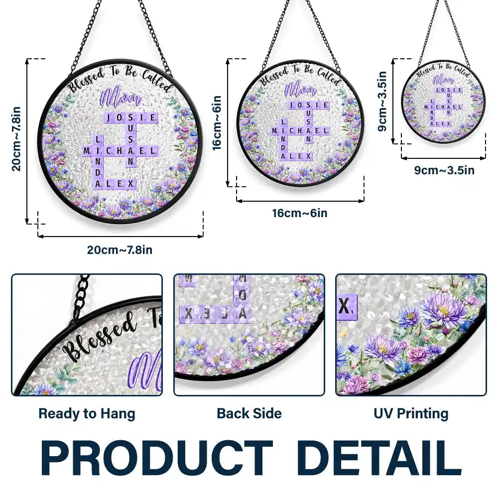 Family,Happy,Gift For Mother,Gift For Women,Gift For Grandma,Crossword - Crossword Blessed To Be Called Grandma - Personalized Stained Glass Window Hanging Suncatcher