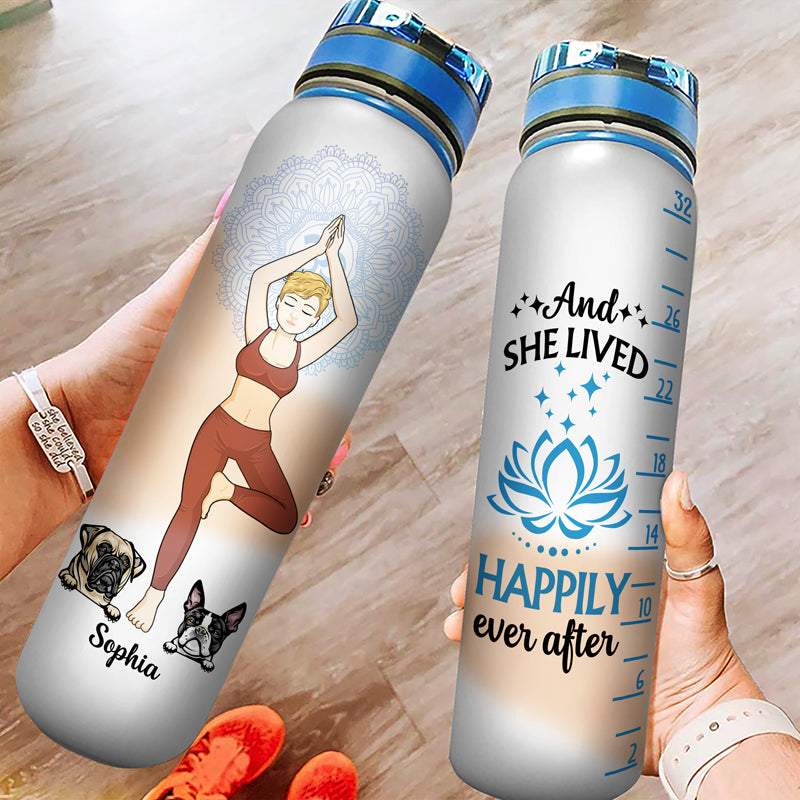 Easily Distracted By Yoga And Dogs - Gift For Yoga & Dog Lovers - Personalized Custom Water Tracker Bottle