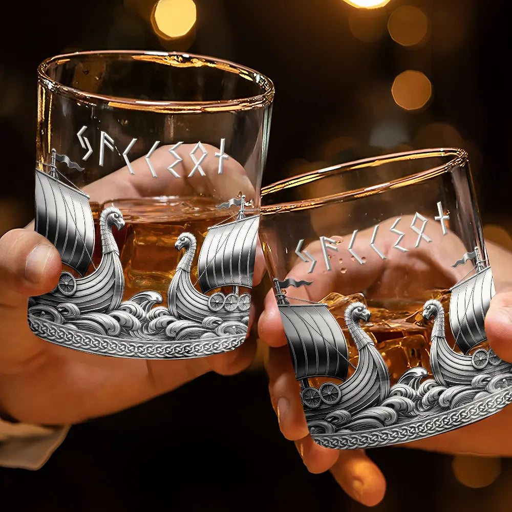 Gift For Yourself,Gift For Men,Happy - Viking A Sip Of History - Personalized Whiskey Glass