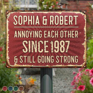 Summer,Top Market,Gift For Couples,Old Couples,Playful,Custom Text - Vintage Annoying Each Other - Personalized Classic Metal Signs