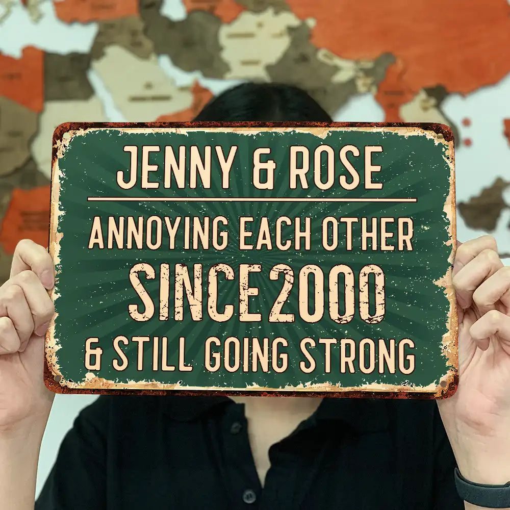 Summer,Top Market,Gift For Couples,Old Couples,Playful,Custom Text - Vintage Annoying Each Other - Personalized Classic Metal Signs