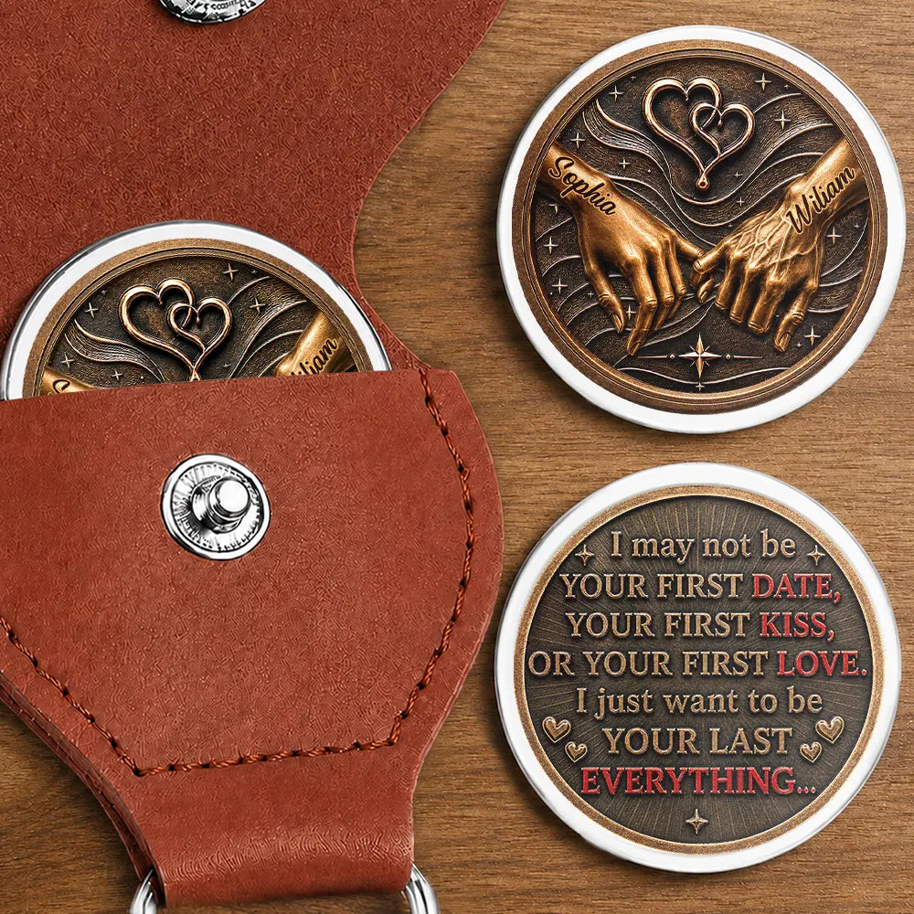 Vintage Couple Holding Hands I Want To Be Your Last Everything - Personalized Leather Pocket Hug