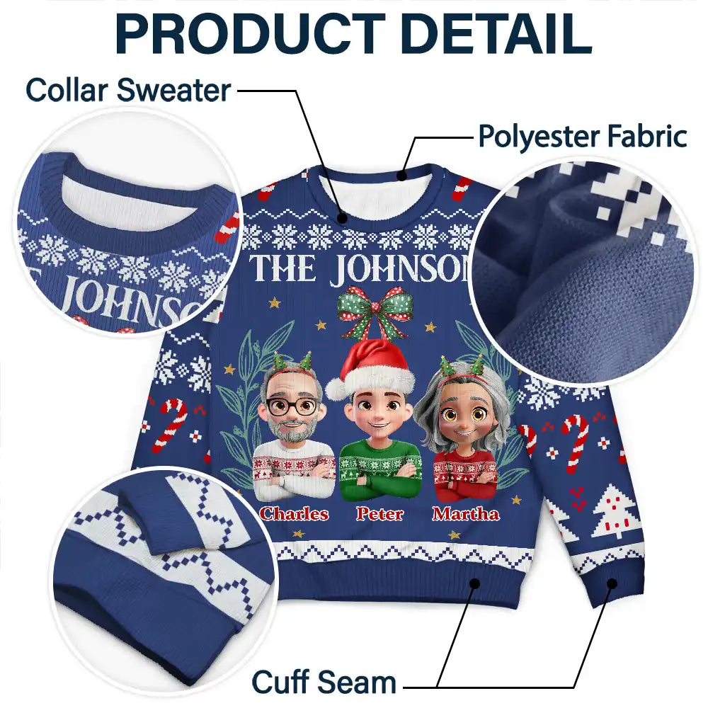 Family,Happy,Christmas - Vintage Family Christmas - Personalized Unisex Ugly Sweater