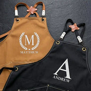 Gift For Father,Gift For Grandpa,Gift For Men,Grateful - Vintage Monogram - Personalized Embroidered Apron