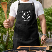 Gift For Father,Gift For Grandpa,Gift For Men,Grateful - Vintage Monogram - Personalized Embroidered Apron
