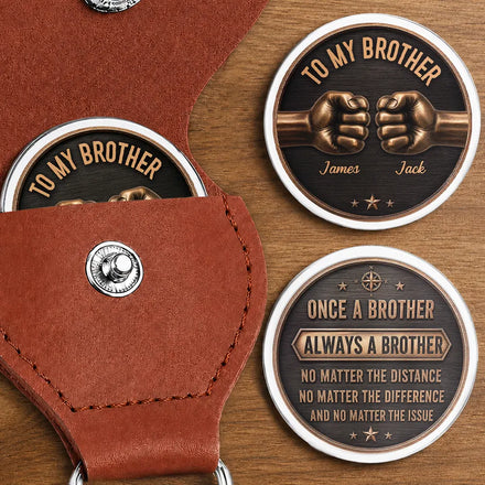Vintage Once A Brother Always A Brother - Personalized Leather Pocket Hug