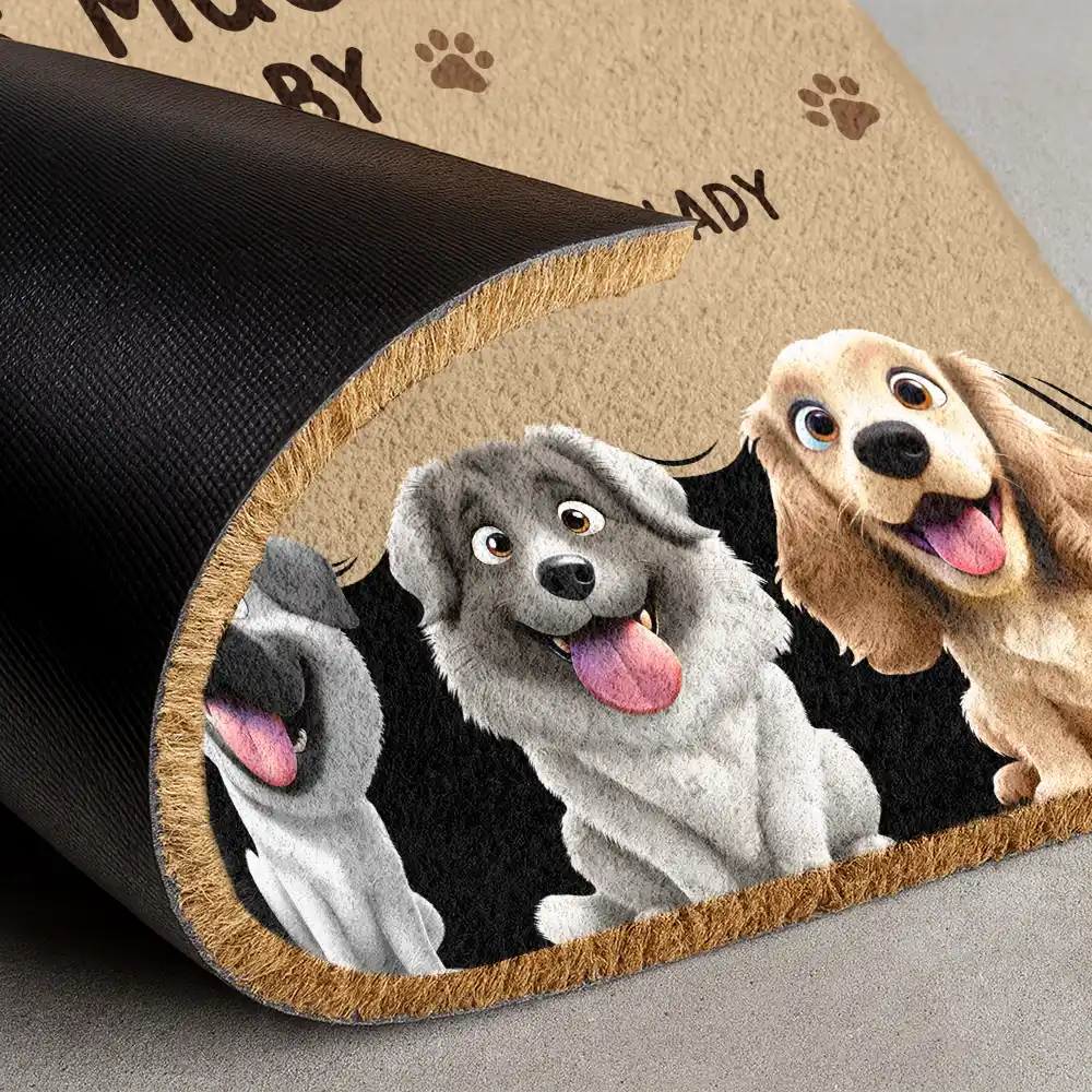 Dog Lovers,Dog Mom,Dog Dad,Dog Couple,Pet Lovers,Pet Mom,Pet Dad,Pet Couple,Happy - Visitors Must Be Approved By Dogs - Personalized Coconut Doormat