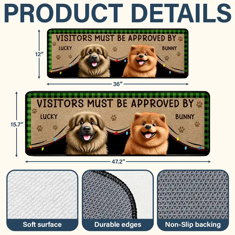 Pet Lovers,Pet Mom,Pet Dad,Dog Lovers,Dog Mom,Dog Dad,Happy,Christmas - Visitors Must Be Approved By Dogs - Personalized Runner Rug