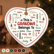 Christmas,Custom Text,Gift For Grandma,Gifts For Her,Happy - Christmas Gift For Grandma Nana - Personalized Kids Names Ceramic Ornament