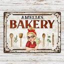 Gift For Wife,Gift For Yourself,Gift For Women,Gift For Mother,Gift For Aunt,Gift For Grandma,Happy,Cooking,Baking,Non-Eng,Vector - Mom Grandma Kitchen - Personalized Classic Metal Signs