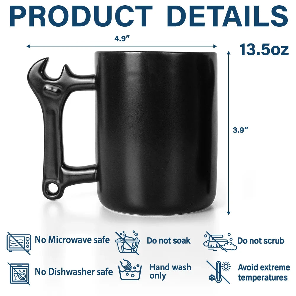 Gift For Father,Gift For Husband,Gift For Couples,New Dad,New Mom,Gift For Mother,Gift For Wife,Non-Eng,Photo - Pencil Sketch (Dark BG),Adorable - Custom Photo The Moment You Became My Mommy Daddy Pencil Sketch - Personalized Wrench Shaped Handle Mug