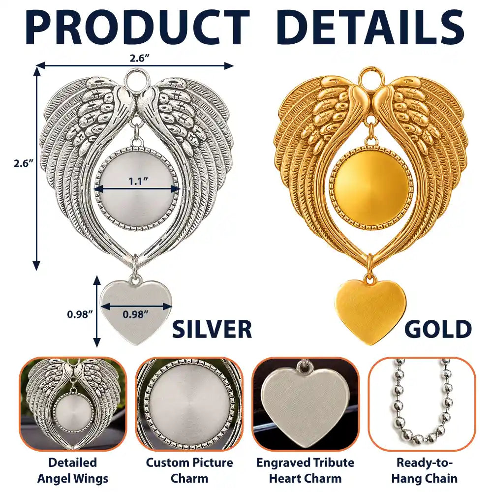 Art Design,Christmas,Sympathetic,Family,Memorial,Photo - Ink Drawing - Custom Photo Ink Drawing Memorial Your Wings Were Ready - Personalized Angel Wings Photo Ornament