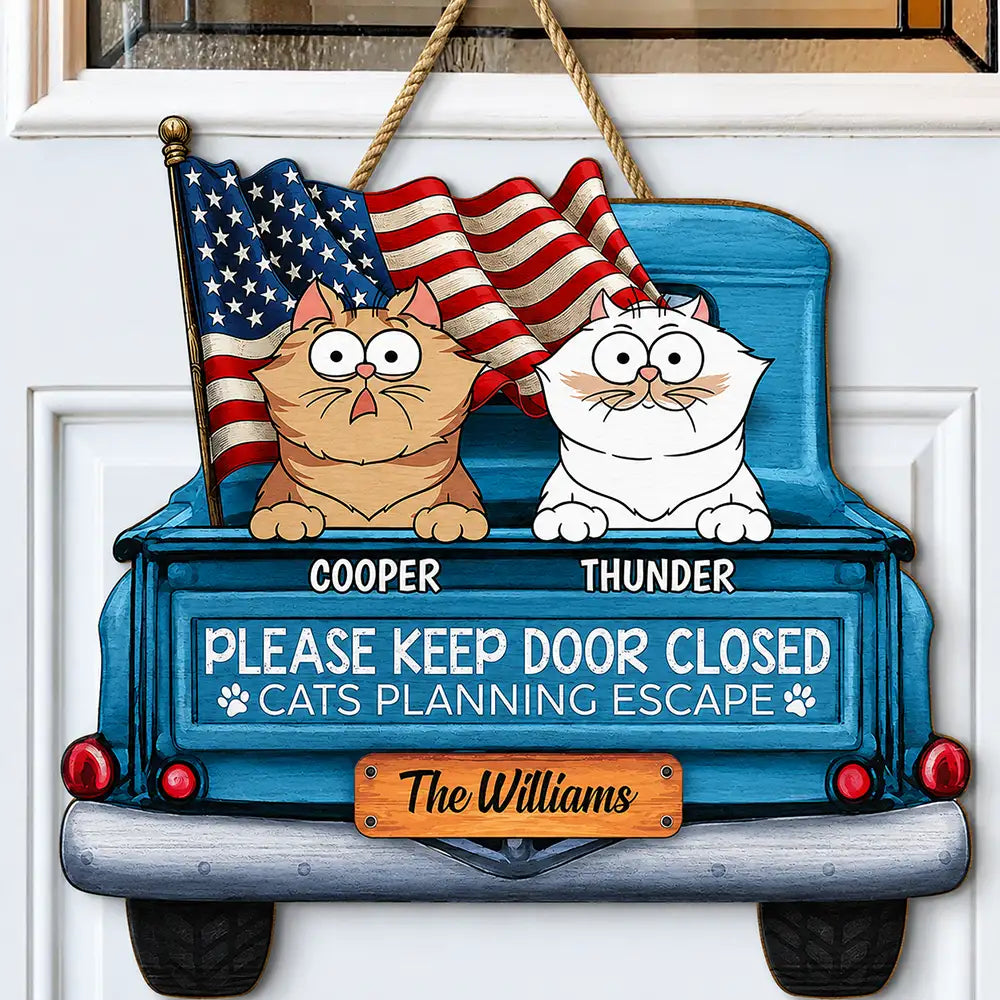 Cat Lovers,Pet Lovers - Cats Planning Escape Trunk - Personalized Custom Shaped Wood Sign