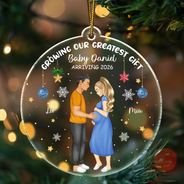 Family,New baby,New Mom,New Dad,Christmas,Happy - Waiting For Expecting Baby - Personalized Custom Shaped Acrylic Ornament